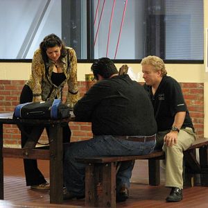 KytNut (Treasurer) and ReefHound (President) at the Holiday Party Check-In