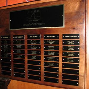 CHUM Board of Directors Plaque