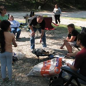 Mr. K-Jenn Diver tending the fire