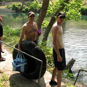 Buddy & Josh waiting to float