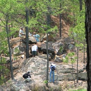 Geology Club digging for rocks on Off Nude.