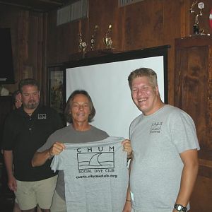 Chuck getting his CHUM shirt