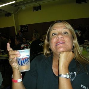 scubagirl represents by getting the last cup of beer