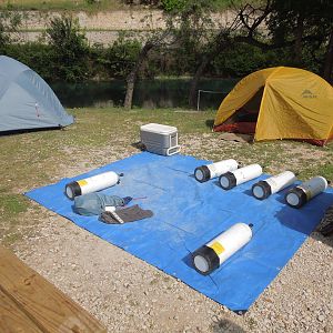 That's one way to hold down a tarp