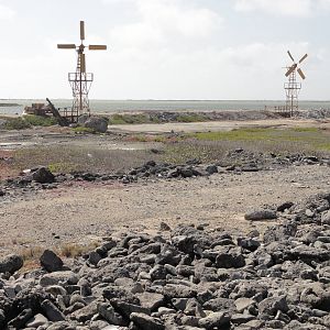 Wind powered pumps for the salt ponds