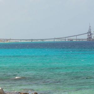 Salt bulk carrier at the pier