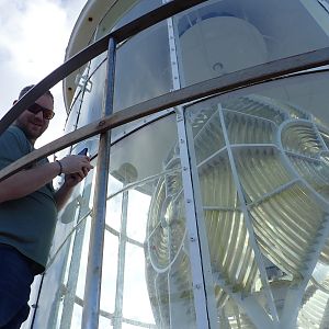 Richard checks out the Fresnel lens