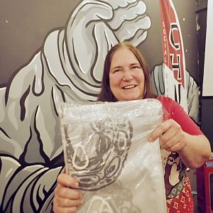 Ms KJenn Dives has an octo shower curtain. For now.