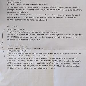 dive site descriptions I