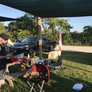 Jesse manning the grill