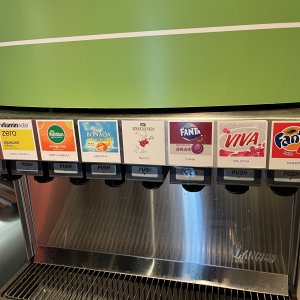 One of 6 stations with various Coke products