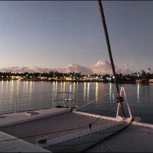 Fakarava - Rotoava at Dusk From Catamaran Itemata