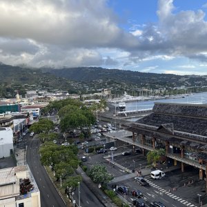 View from Kontiki rooftop bar in Papeette