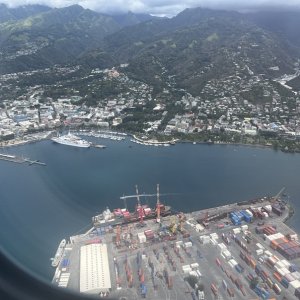 Papeette harbour from hopper flight