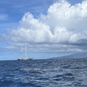 Sailing away.  St Vincent in the background