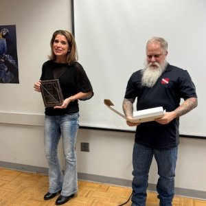 POTY Scuba Chick receiving plaque from VP Viking Diver