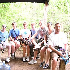 Group at mid point of zip line tour