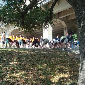 Stretching before the race
