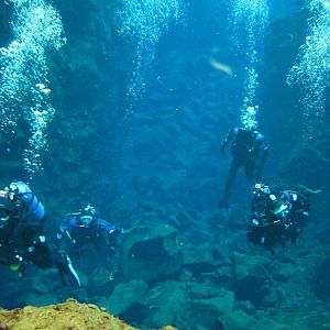 Silfra divers, McLot on left CROP