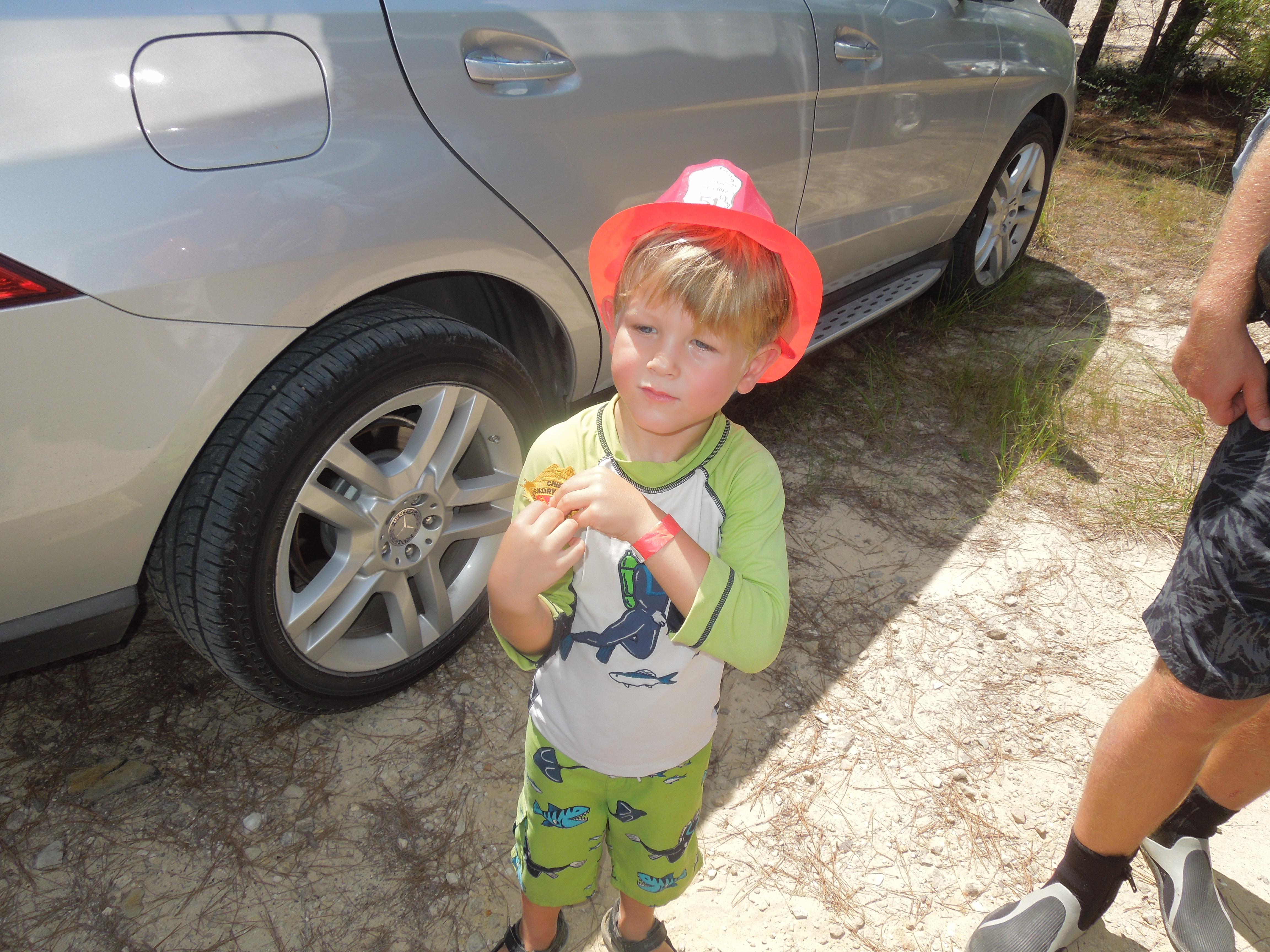and a fireman's hat!