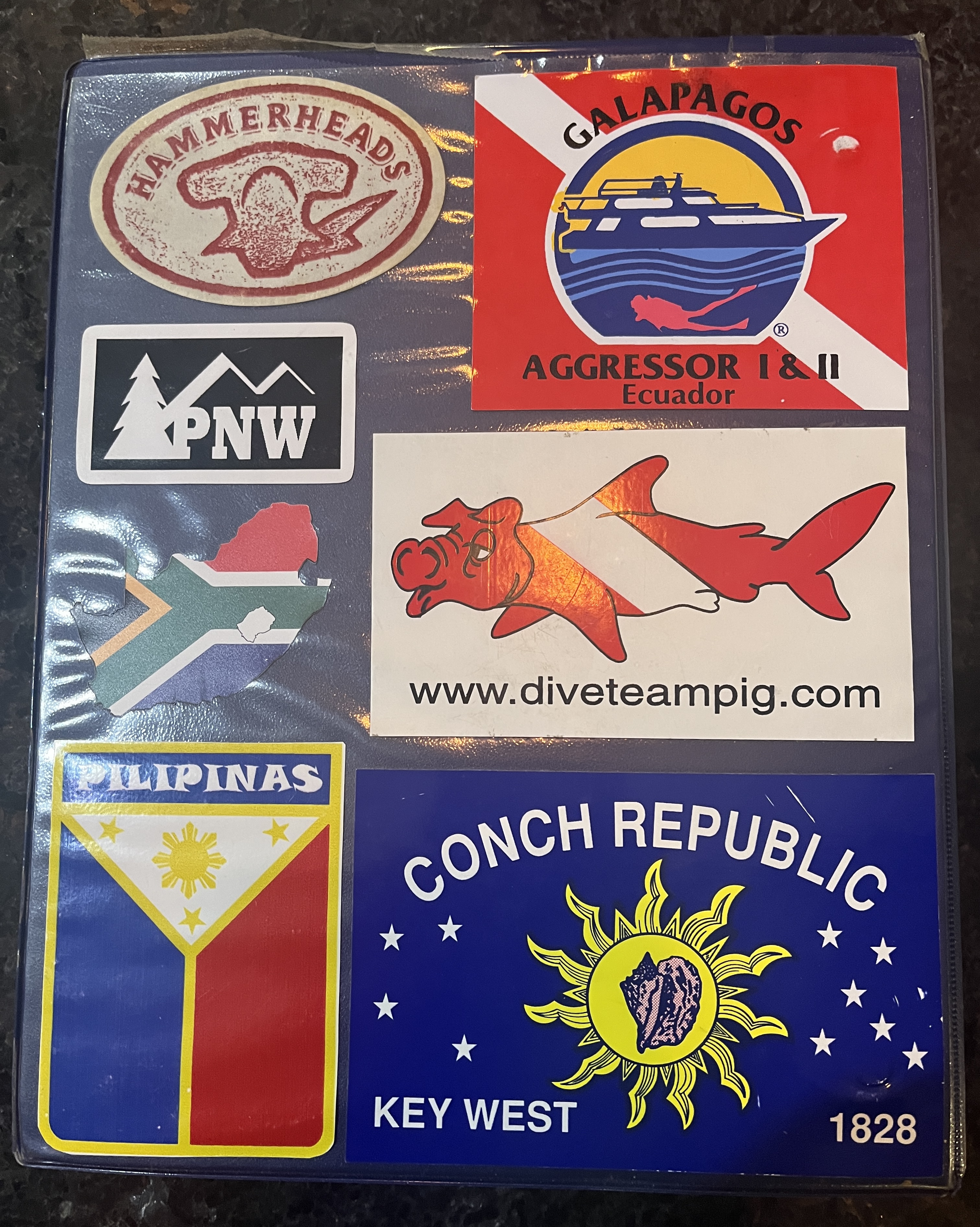 Back of travel logbook