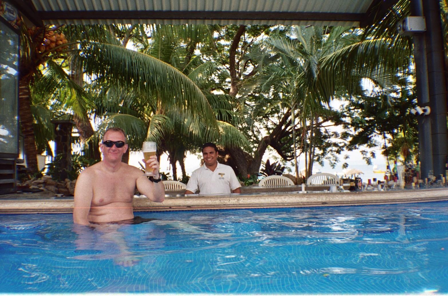 Bruce enjoys anapres dive beer