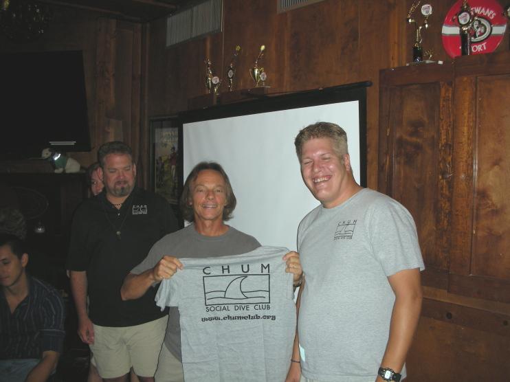 Chuck getting his CHUM shirt