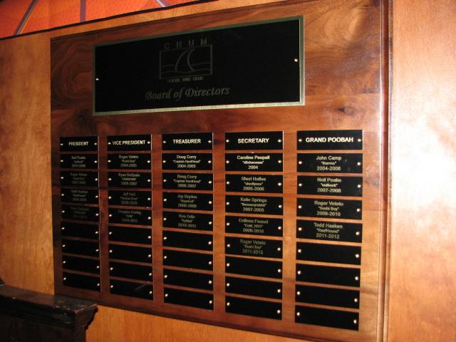 CHUM Board of Directors Plaque