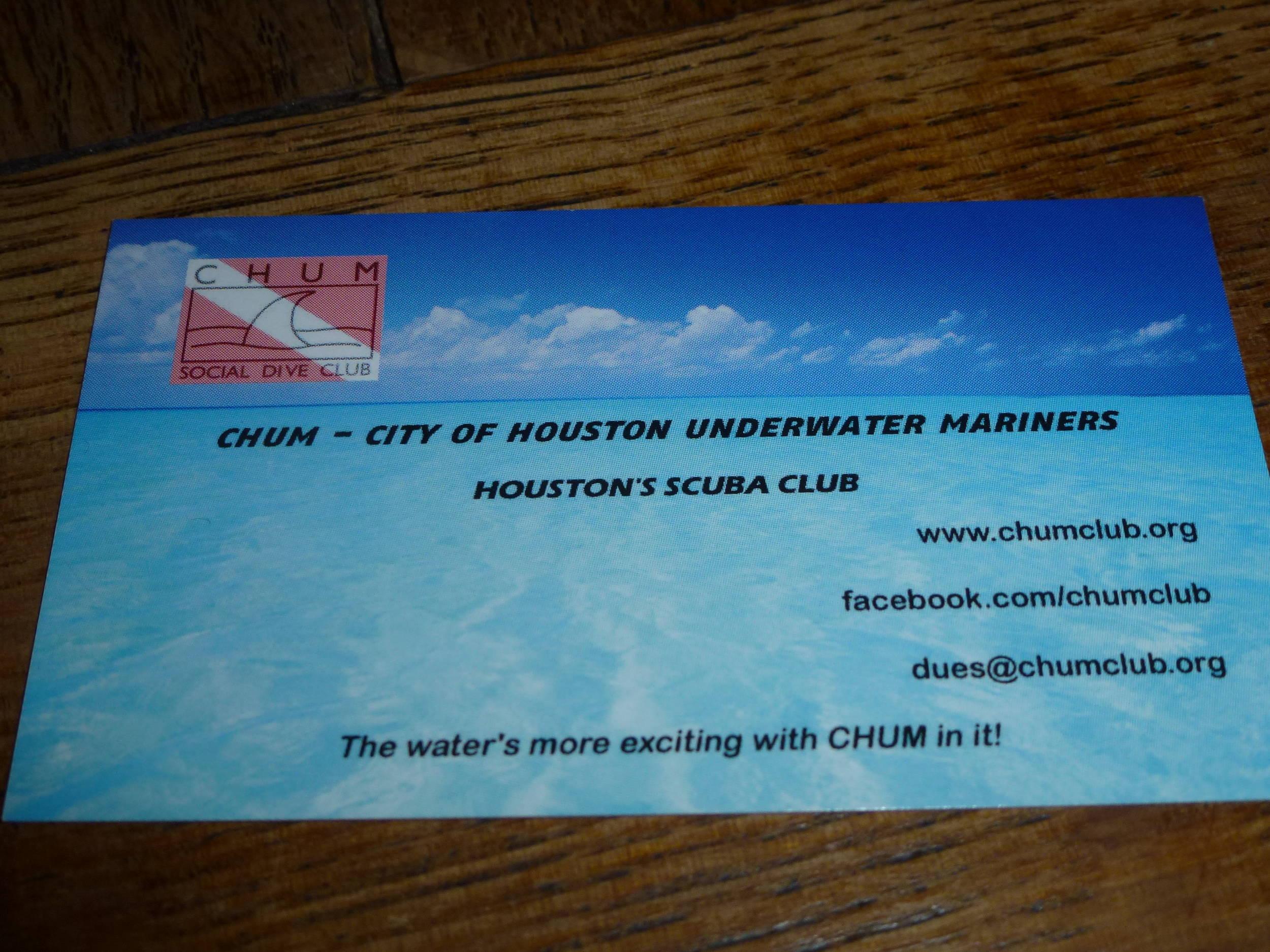 CHUM cards - get some to carry with you