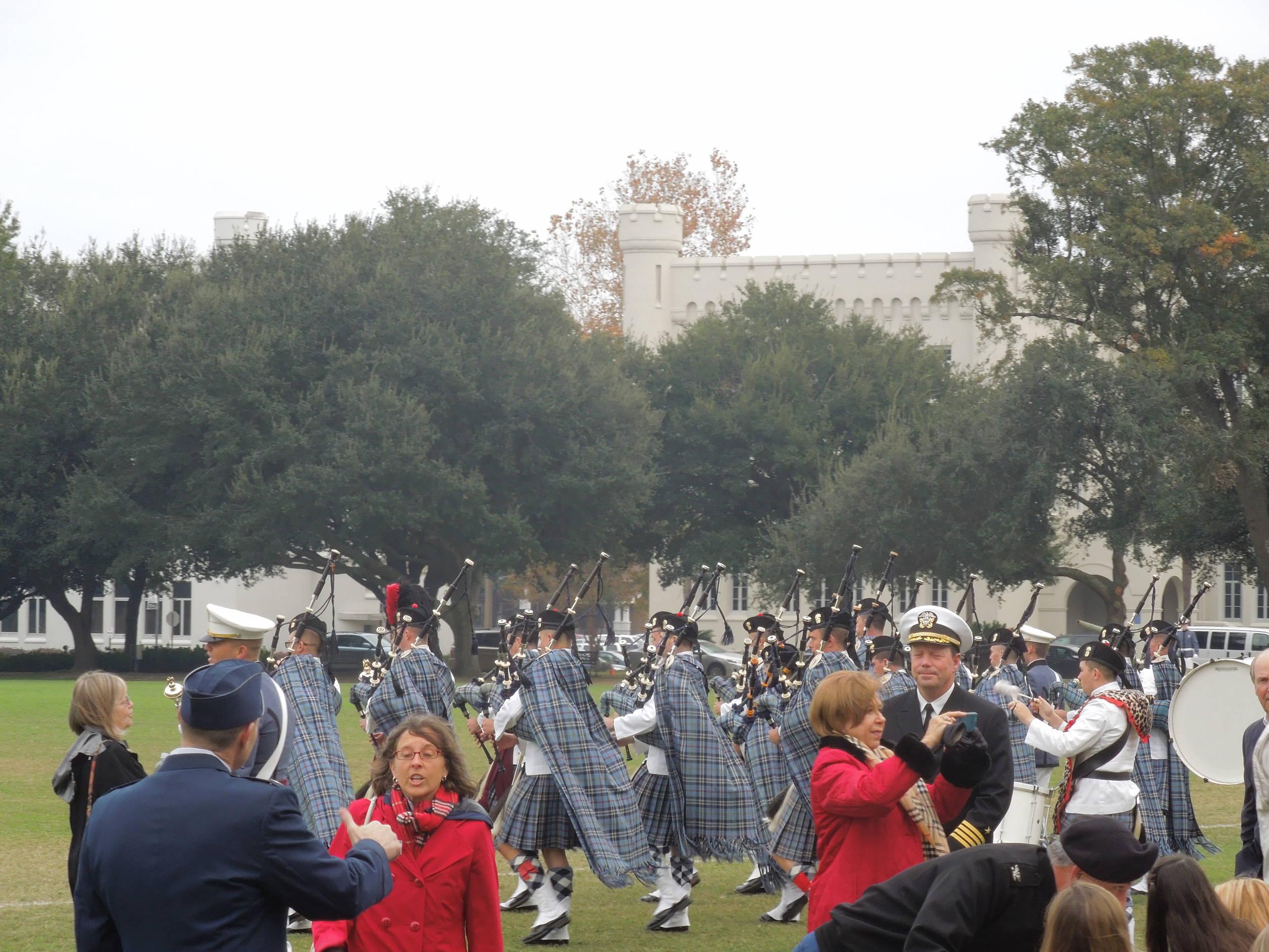 Citadel pipers take the field