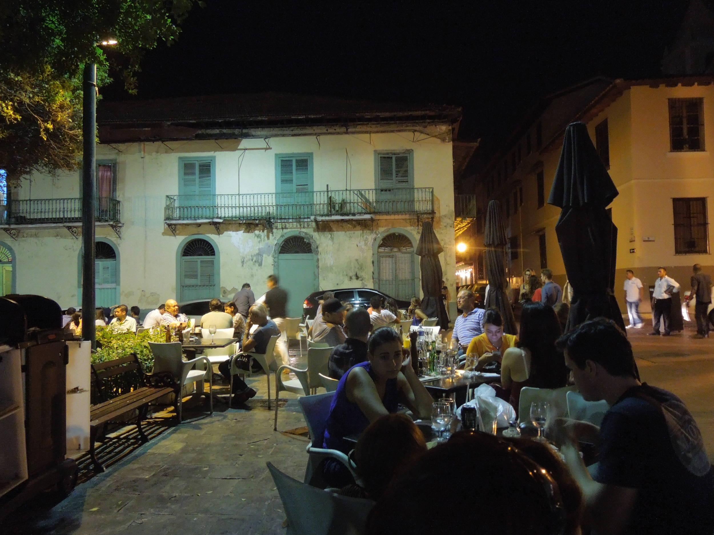dinner on a plaza
