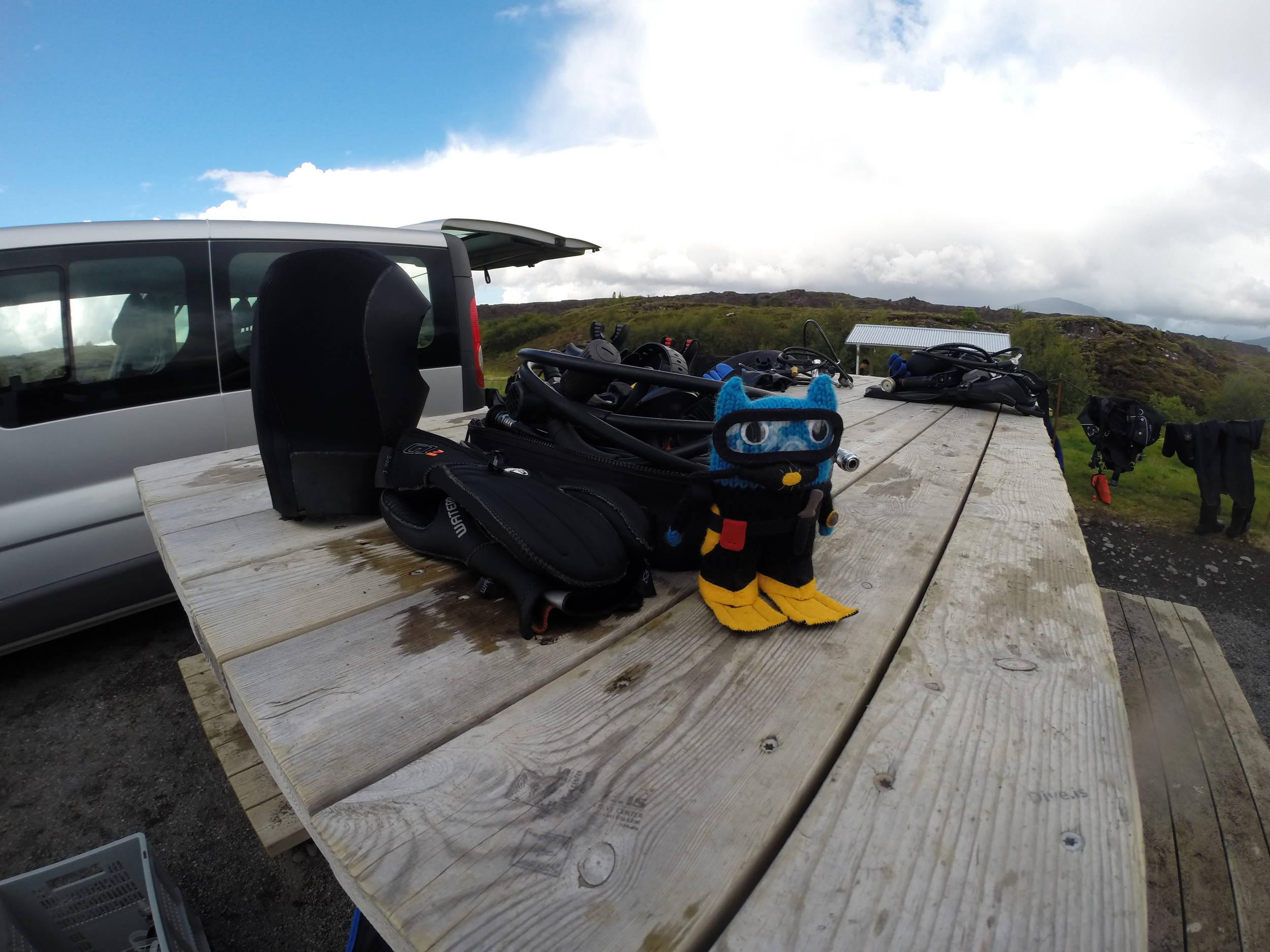 Diver Beastie Gearing up at Silfra