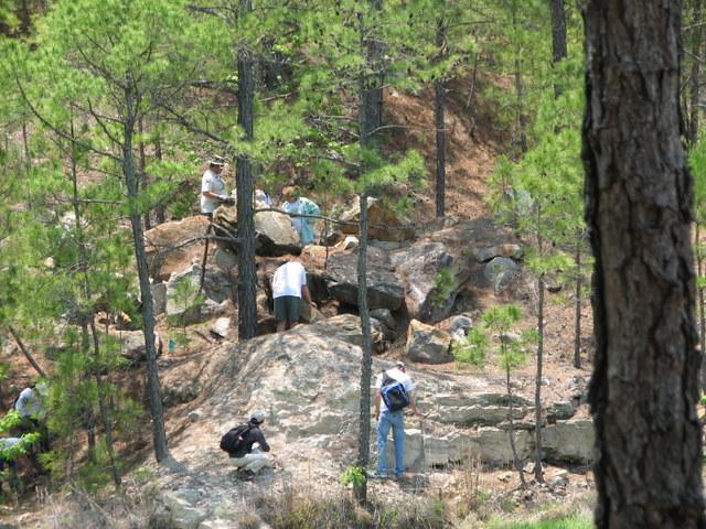Geology Club digging for rocks on Off Nude.