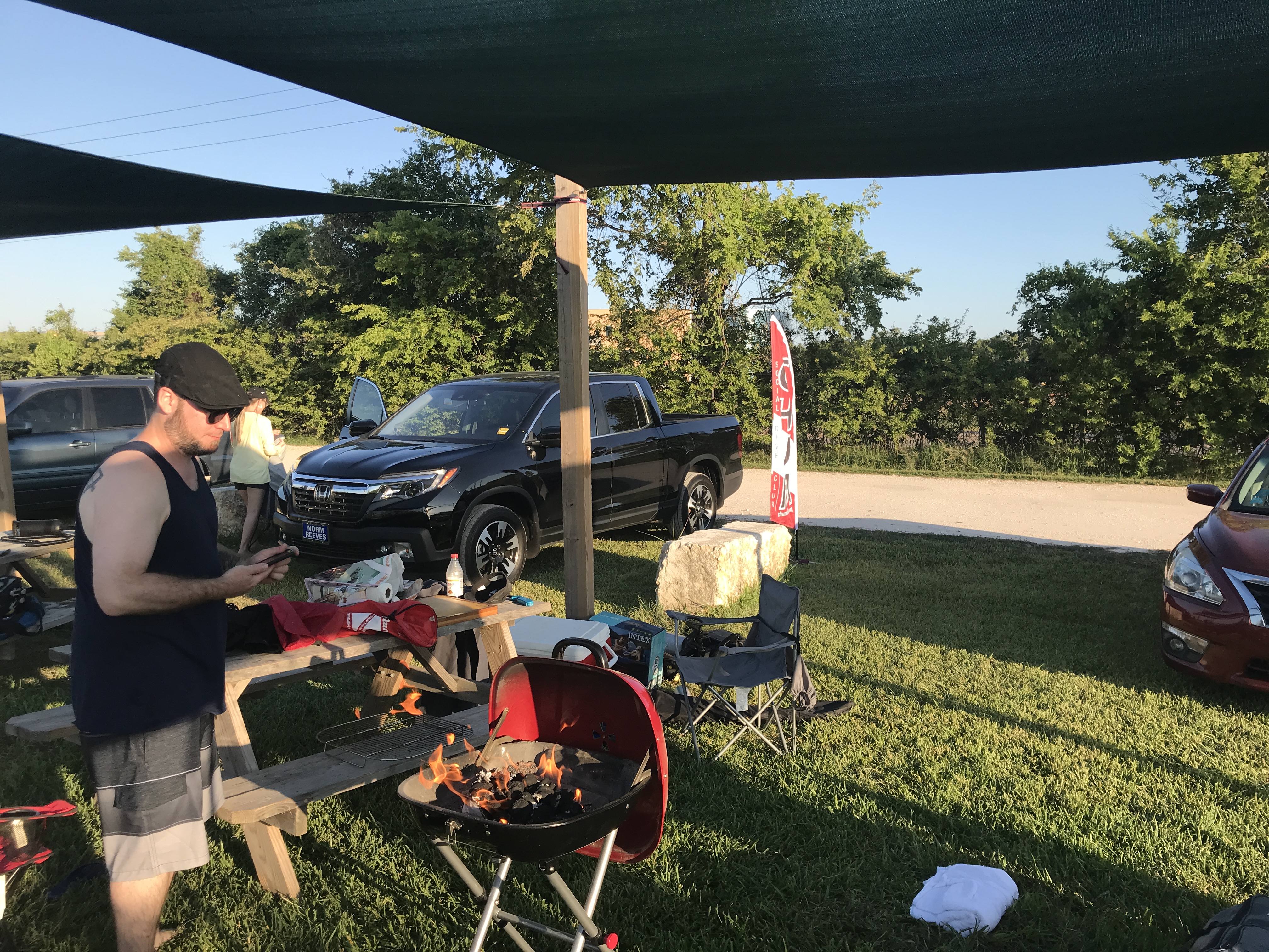 Jesse manning the grill