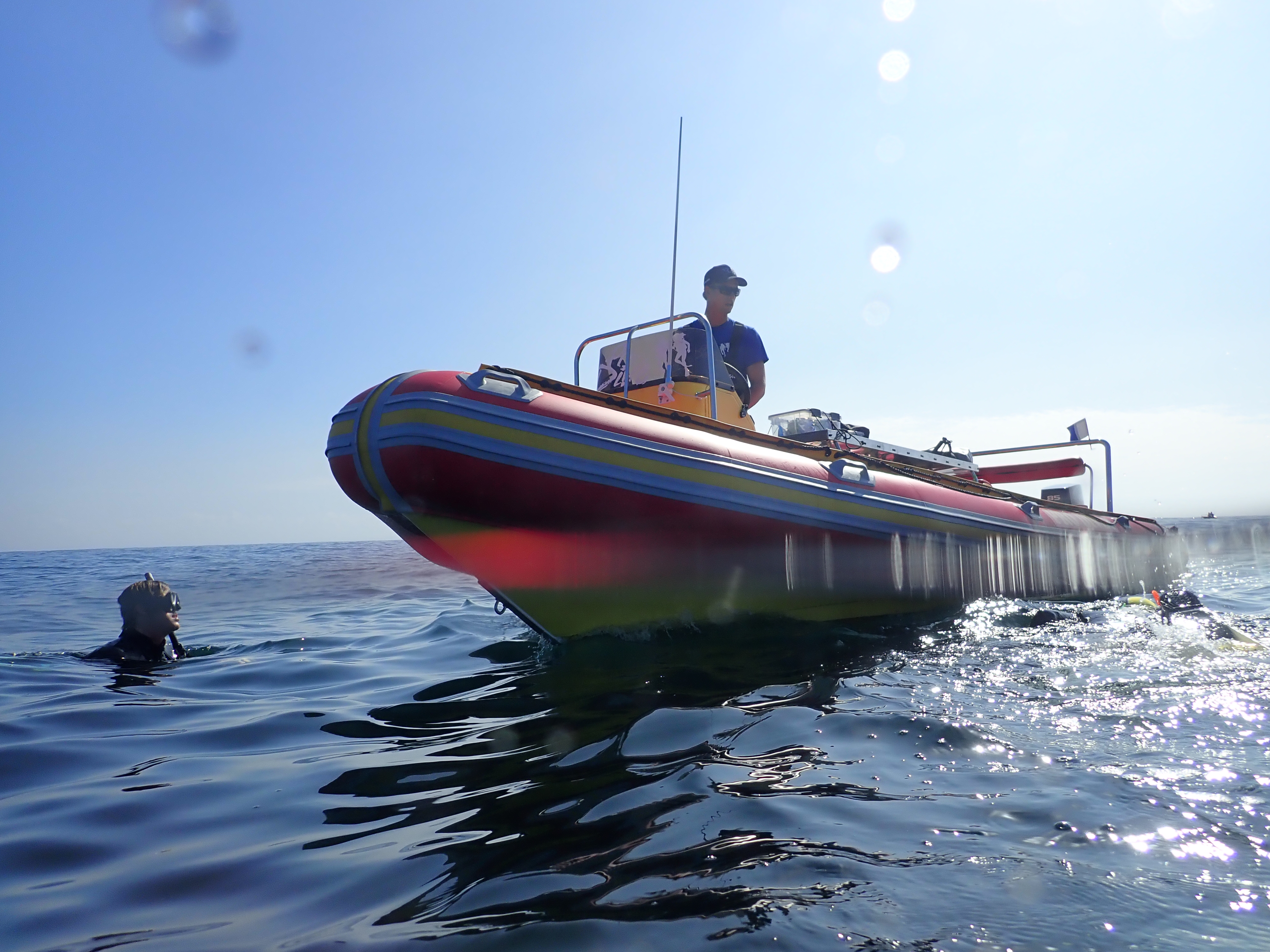 Johann captaining our boat