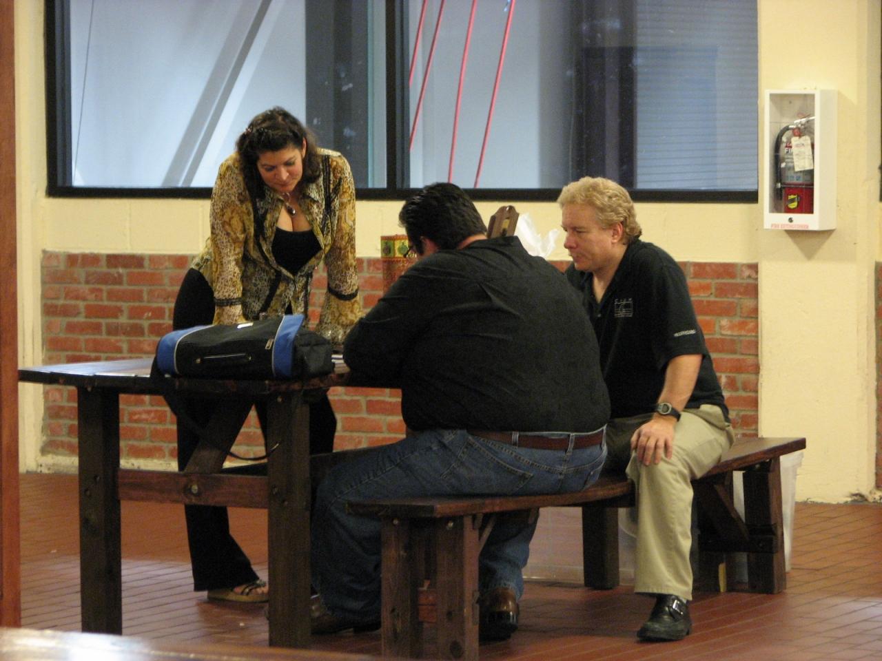 KytNut (Treasurer) and ReefHound (President) at the Holiday Party Check-In