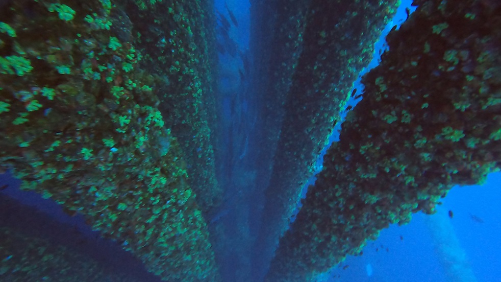 Looking down the conductors on structure
