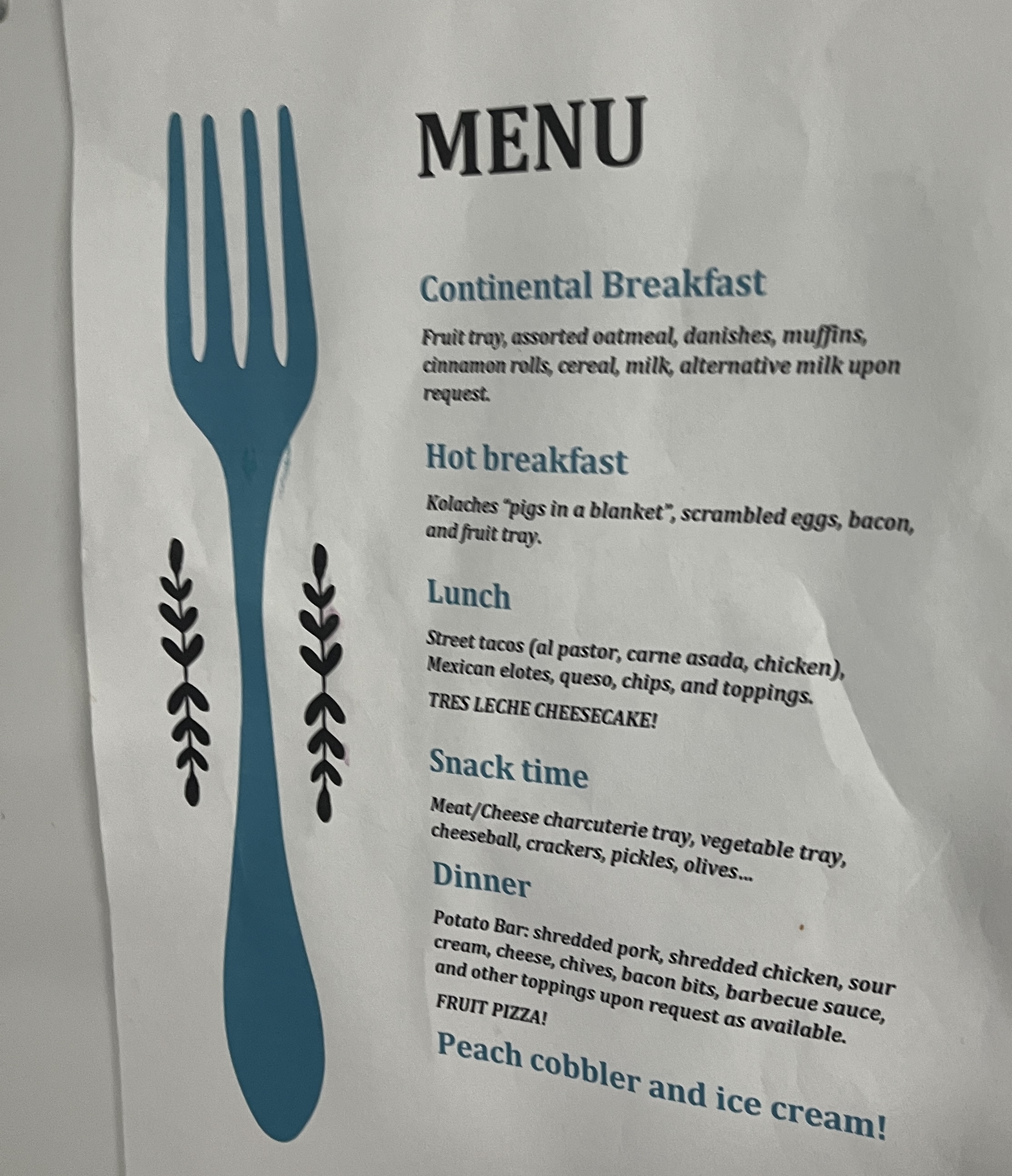 New this year - daily menus