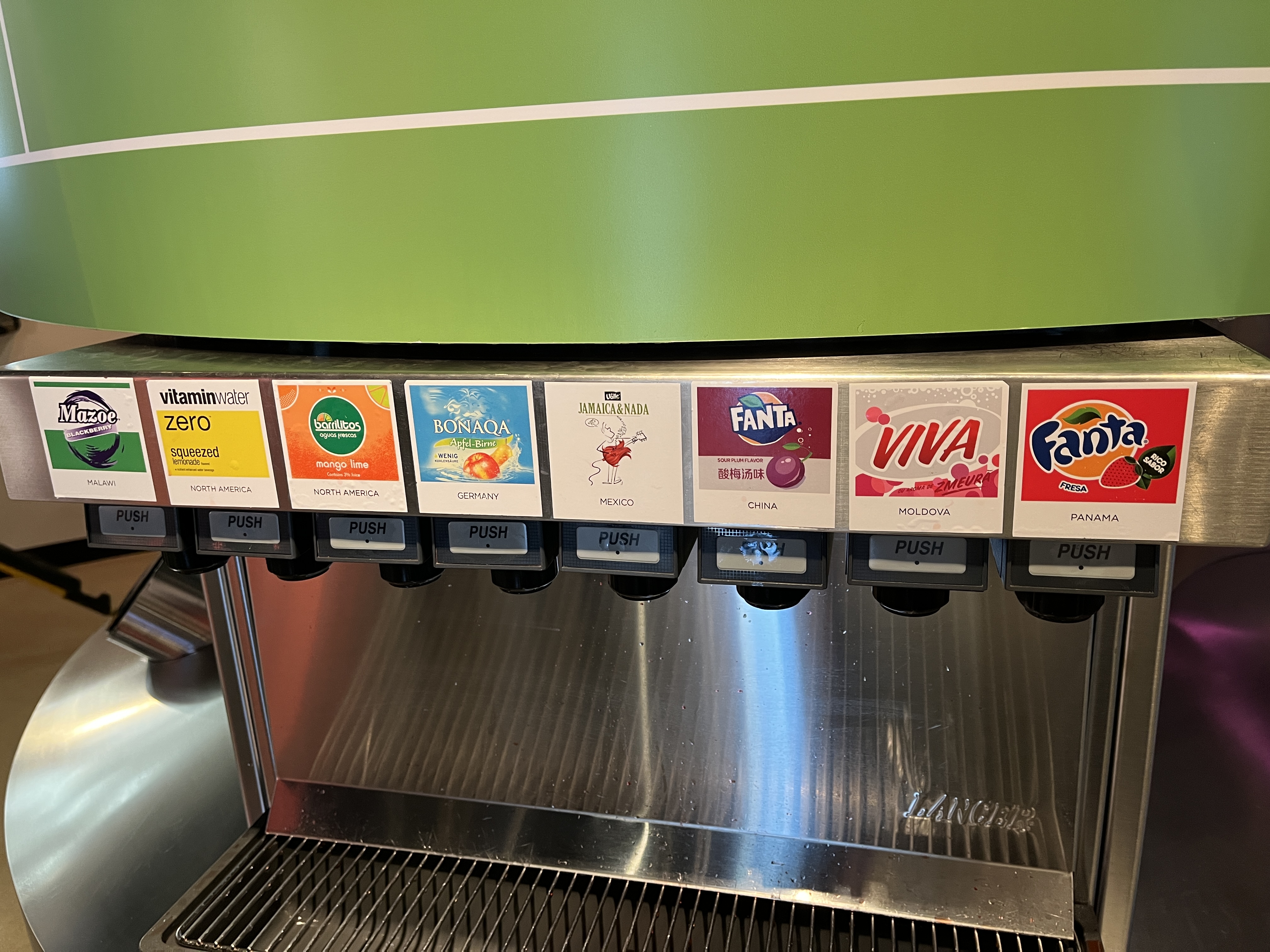 One of 6 stations with various Coke products