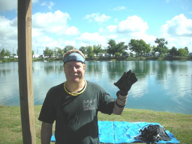 ReefHound modeling the DarkFin Gloves