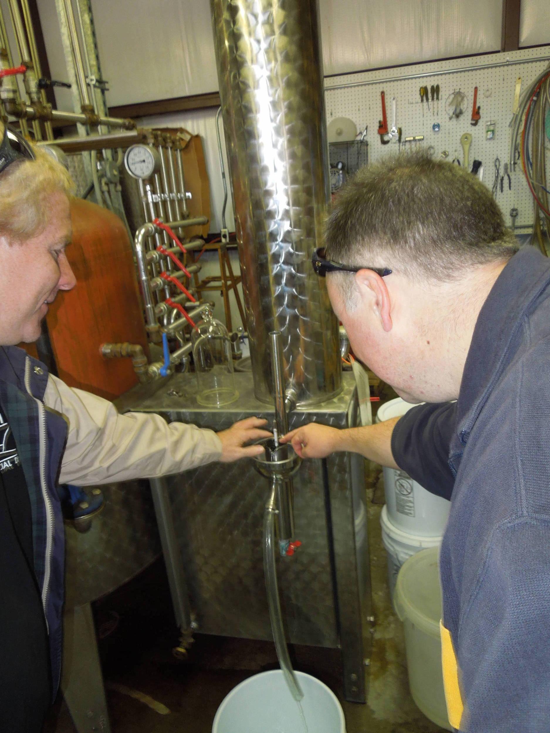 Sampling the product running straight off the still