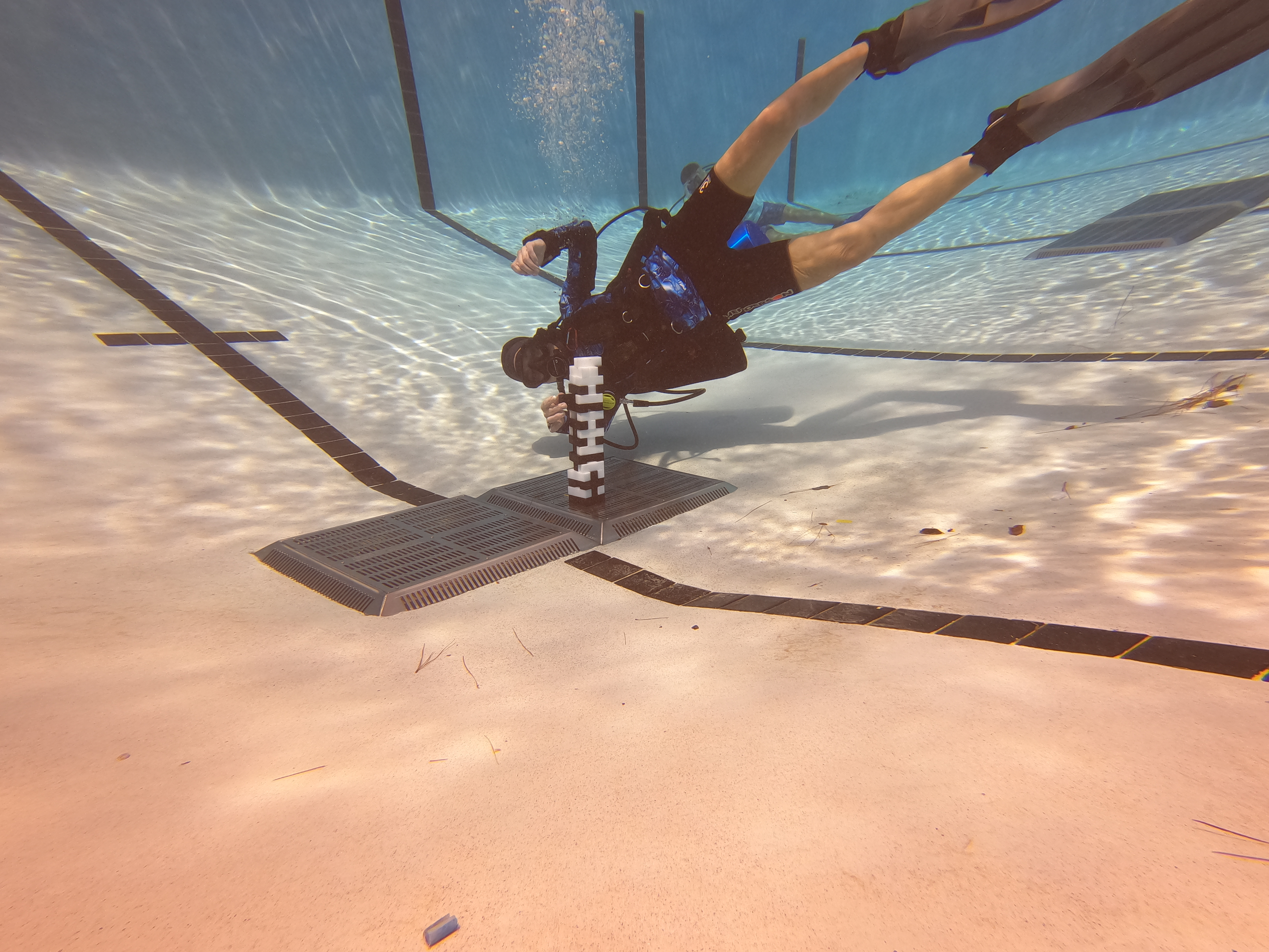 Scuba Chick at the Jenga Tower