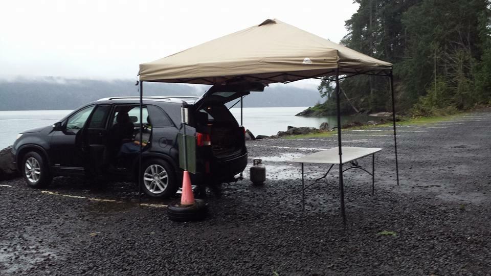 setting up at Sund Rock