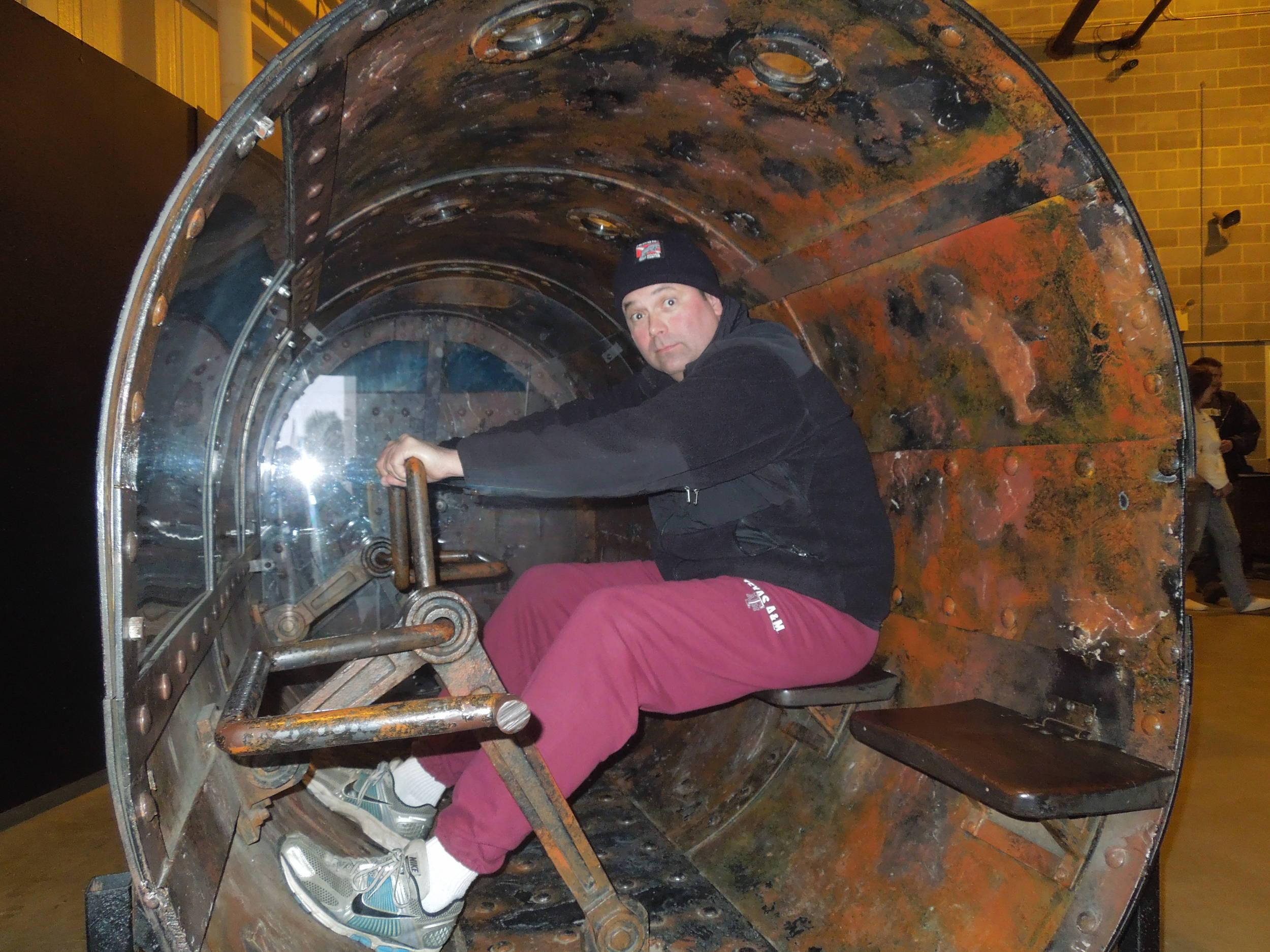 Sushi Boy in a replica of the Hunley
