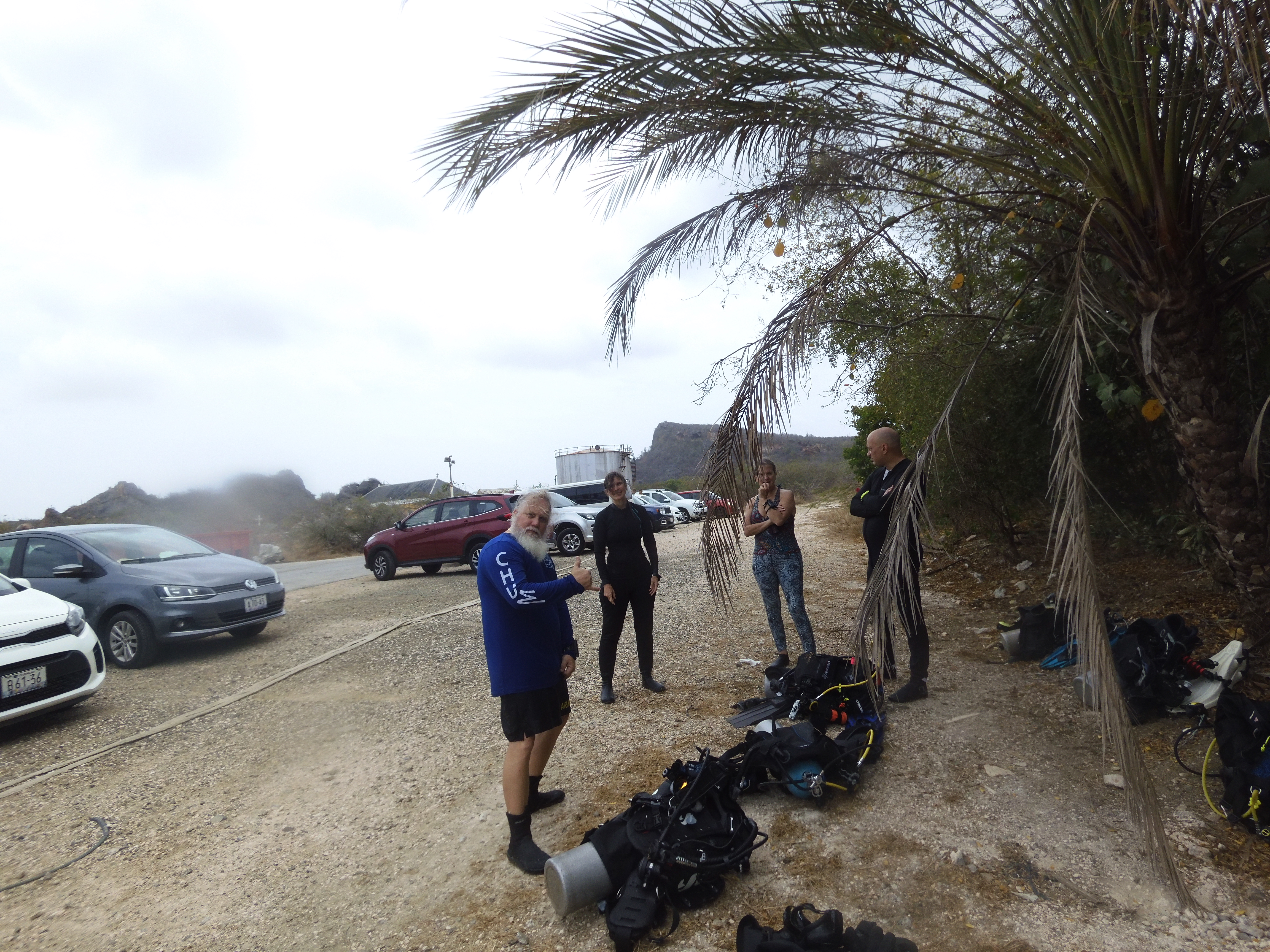 Waiting for our ride at Tugboat Beach