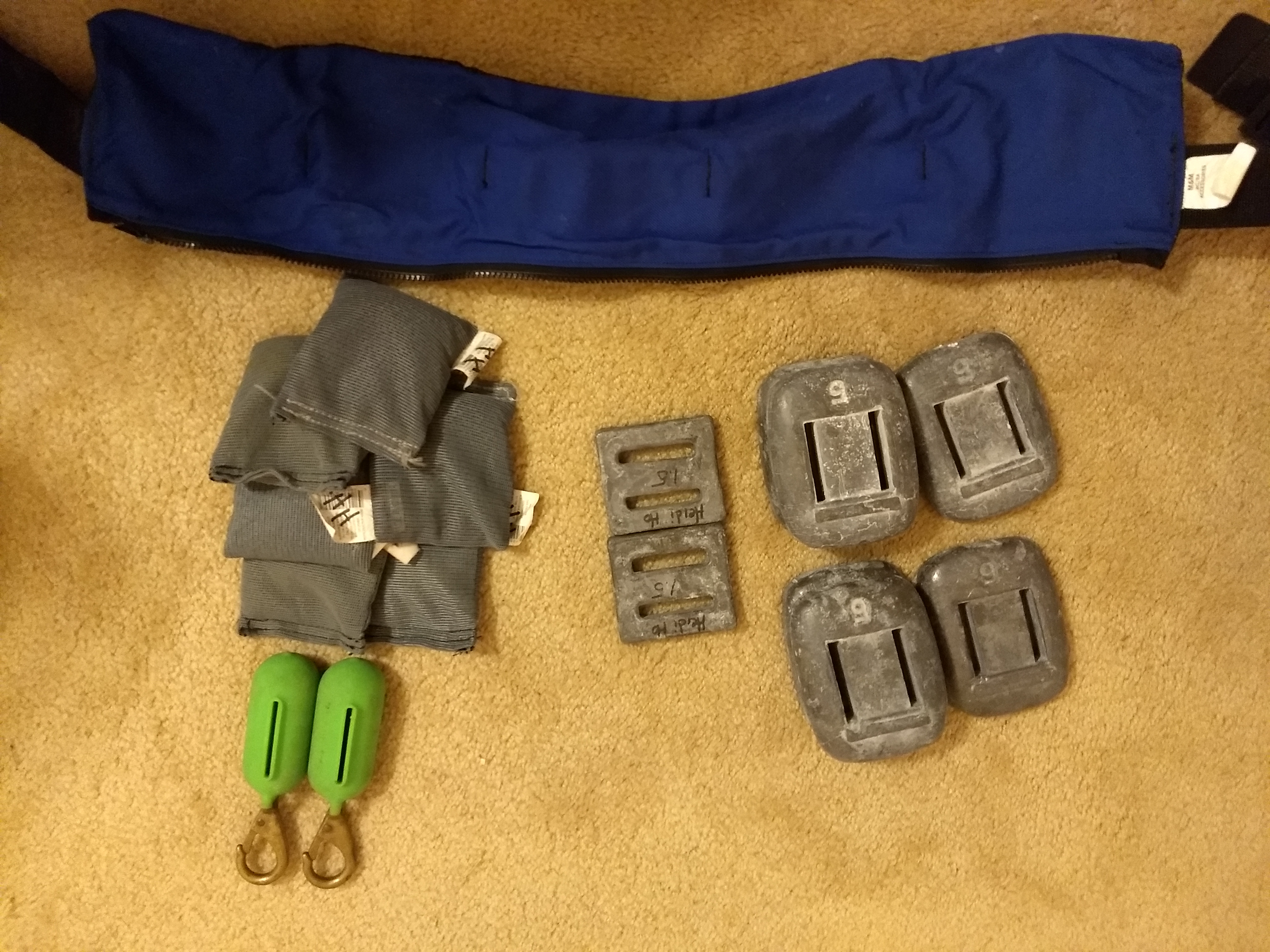 Weights And Belt - $1/lb for weights; zippered belt is $10