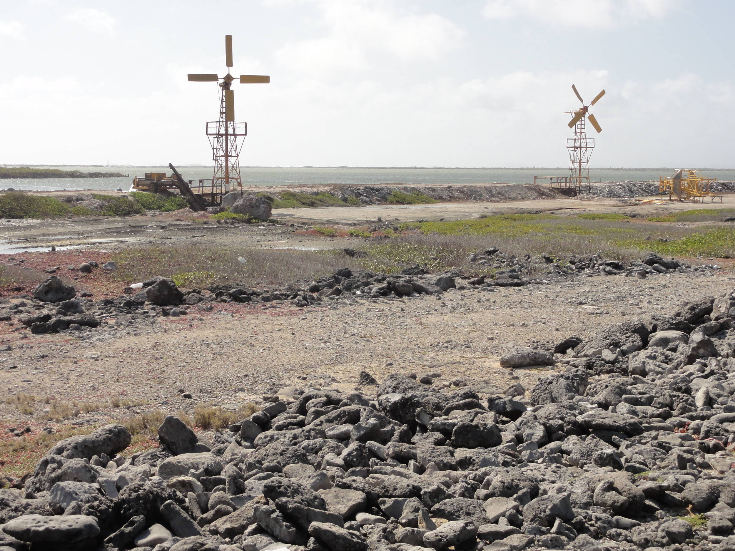 Wind powered pumps for the salt ponds